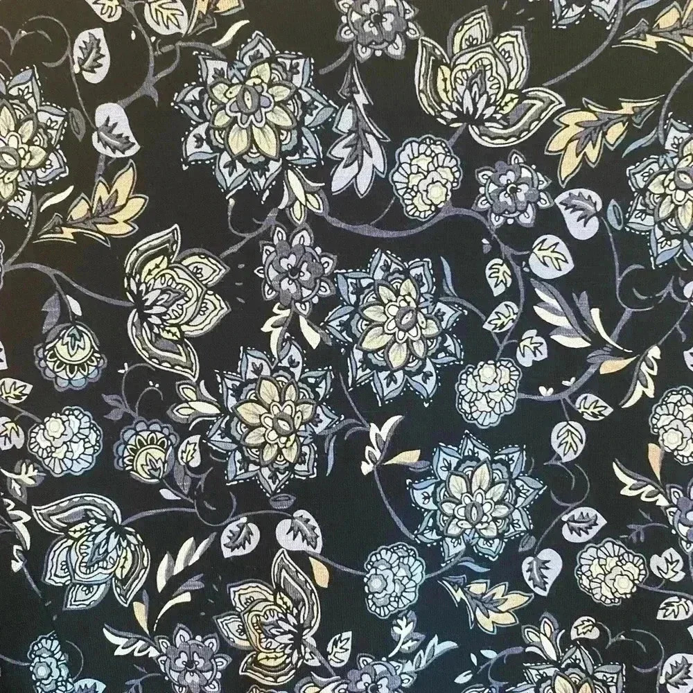 J. Jill Women Dress Medium Jersey Knit Stretch Floral Blue 3/4 Bell Sleeve EUC - Picture 8 of 9